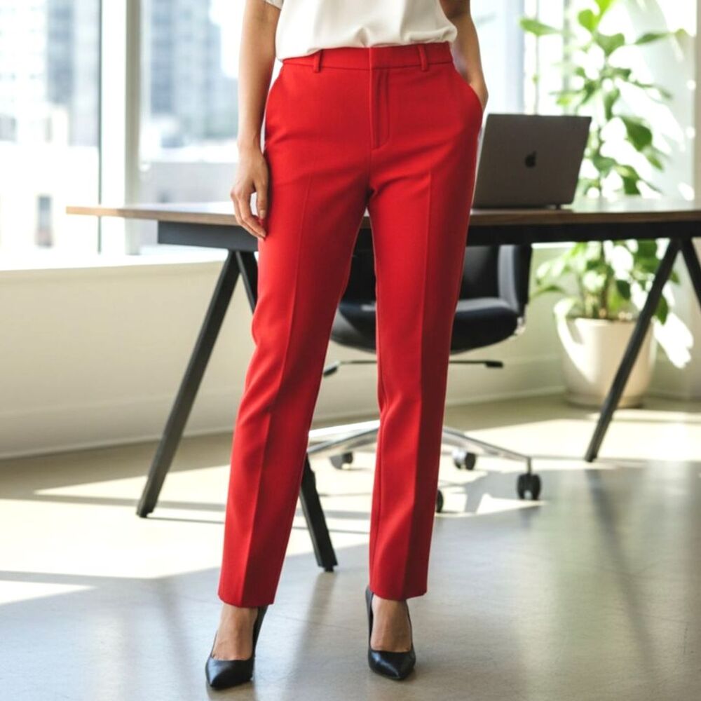 J.Jill Premium Bistretch Red Straight Leg Career Work Office Dress Pants Size 10